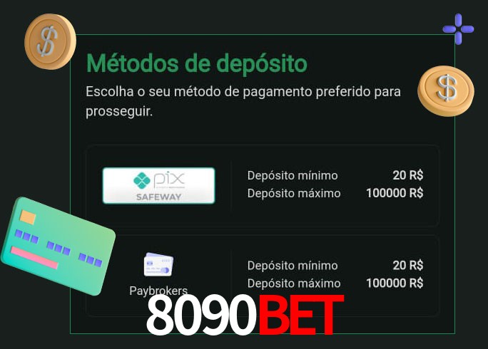 O cassino 8090BET oferece uma grande variedade de métodos de pagamento